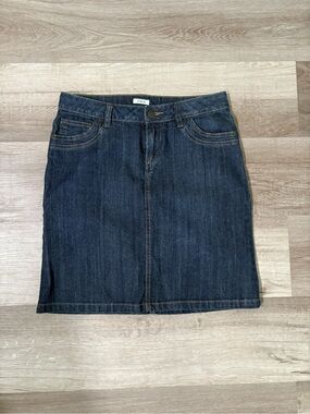 Liz Claiborne Dark Blue Denim Midi Skirt
